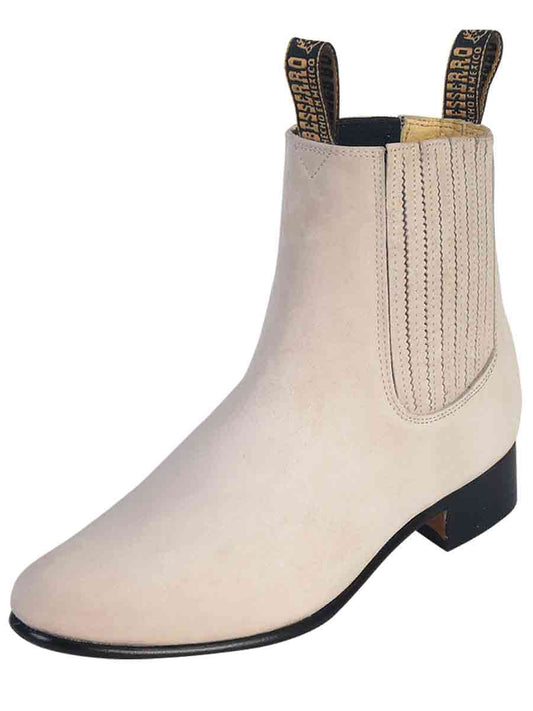 El Besserro Men's Charro Ankle Boot - Nubuck Bone White 205