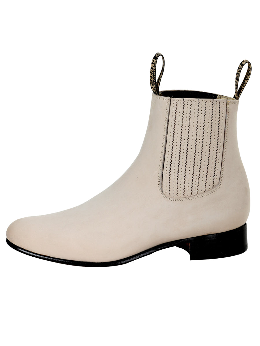 El Besserro Men's Charro Ankle Boot - Nubuck Bone White 205