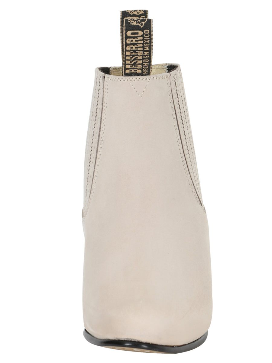 El Besserro Men's Charro Ankle Boot - Nubuck Bone White 205