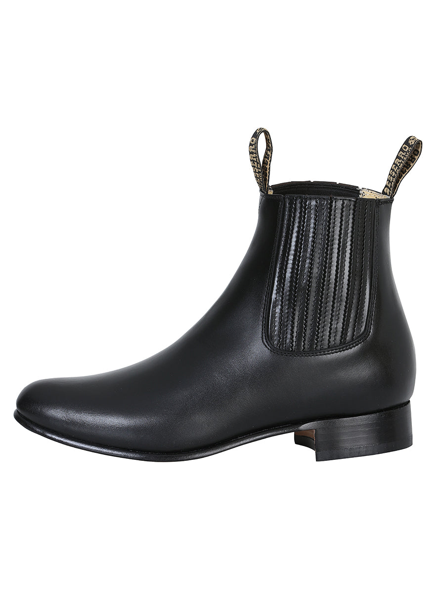 El Besserro Men's Charro Ankle Boot - Leather Black 207