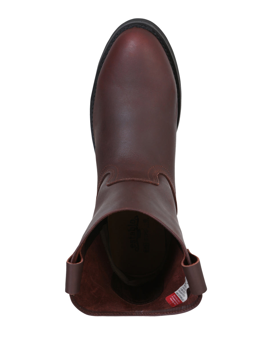 Establo Men's Work Cowboy Boot - Leather Grasso - Waterproof- Shedron -Dark Brown 316