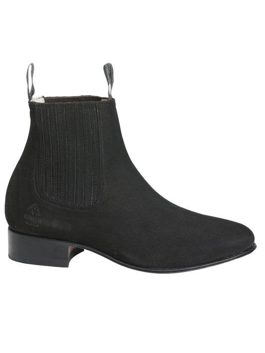 El Canelo Plata Botin Charro Ankle Boot - Black Nubuck 3663