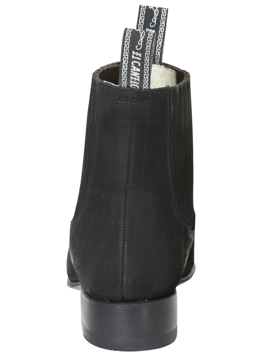 El Canelo Plata Botin Charro Ankle Boot - Black Nubuck 3663