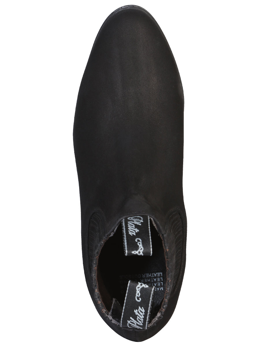 El Canelo Plata Botin Charro Ankle Boot - Black Nubuck 3663