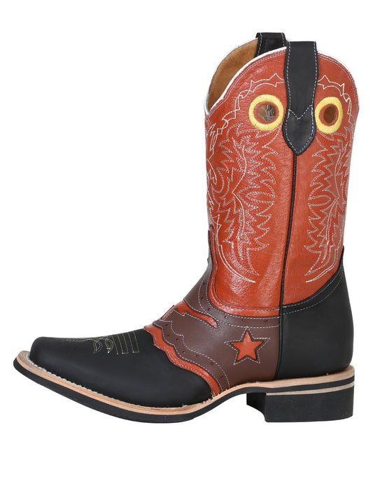 El General Men's Narrow Square Toe Cowboy Boot - Crazy Black 33305