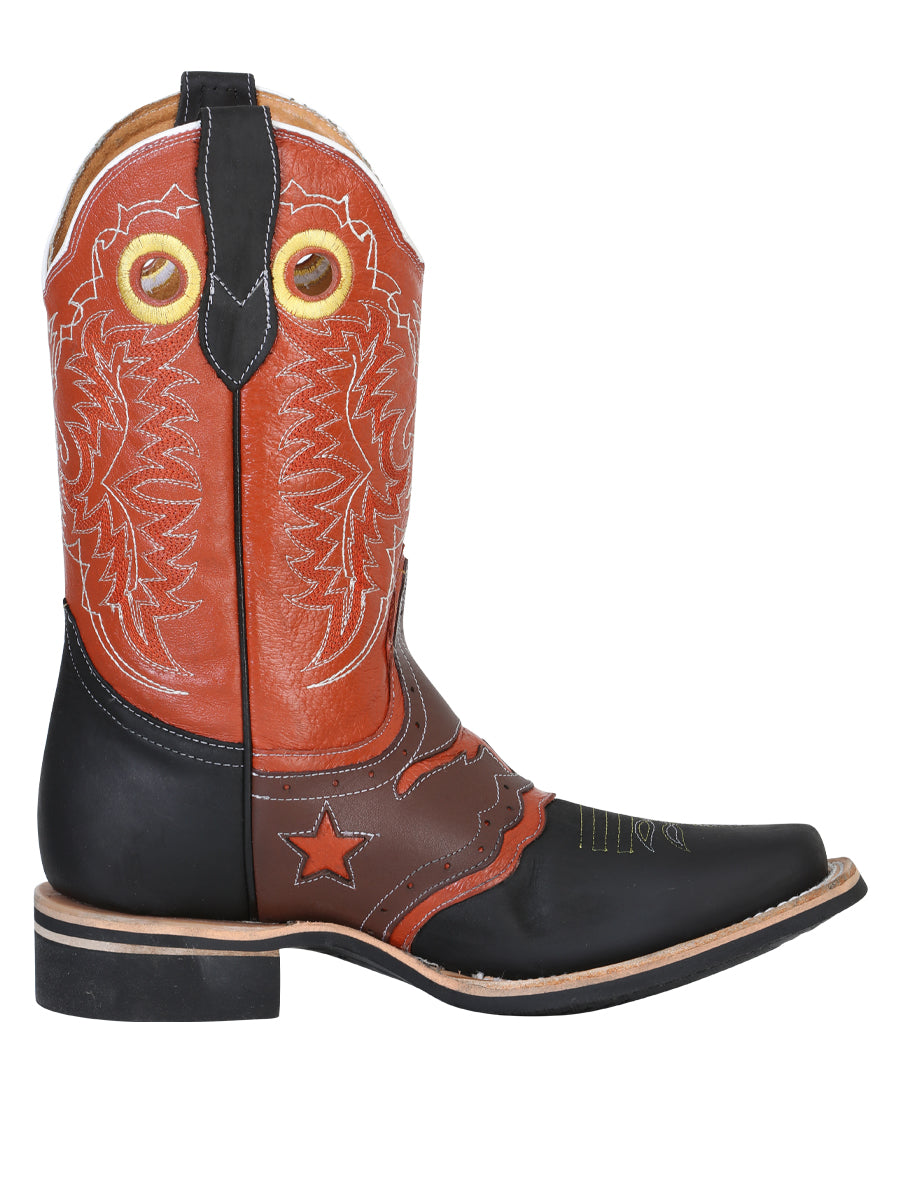 El General Men's Narrow Square Toe Cowboy Boot - Crazy Black 33305