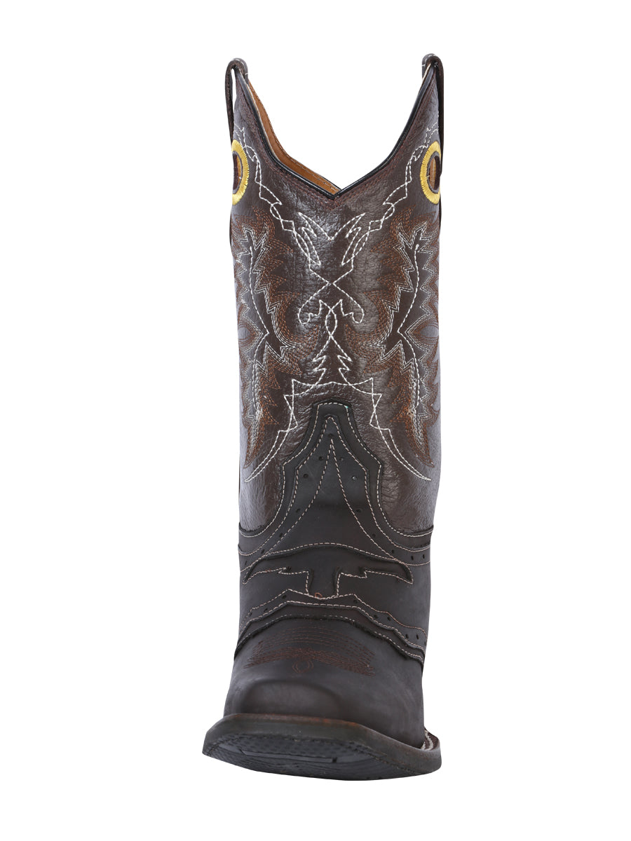 El General Men's Narrow Square Toe Cowboy Boot - Crazy Dark Brown Bull 33311