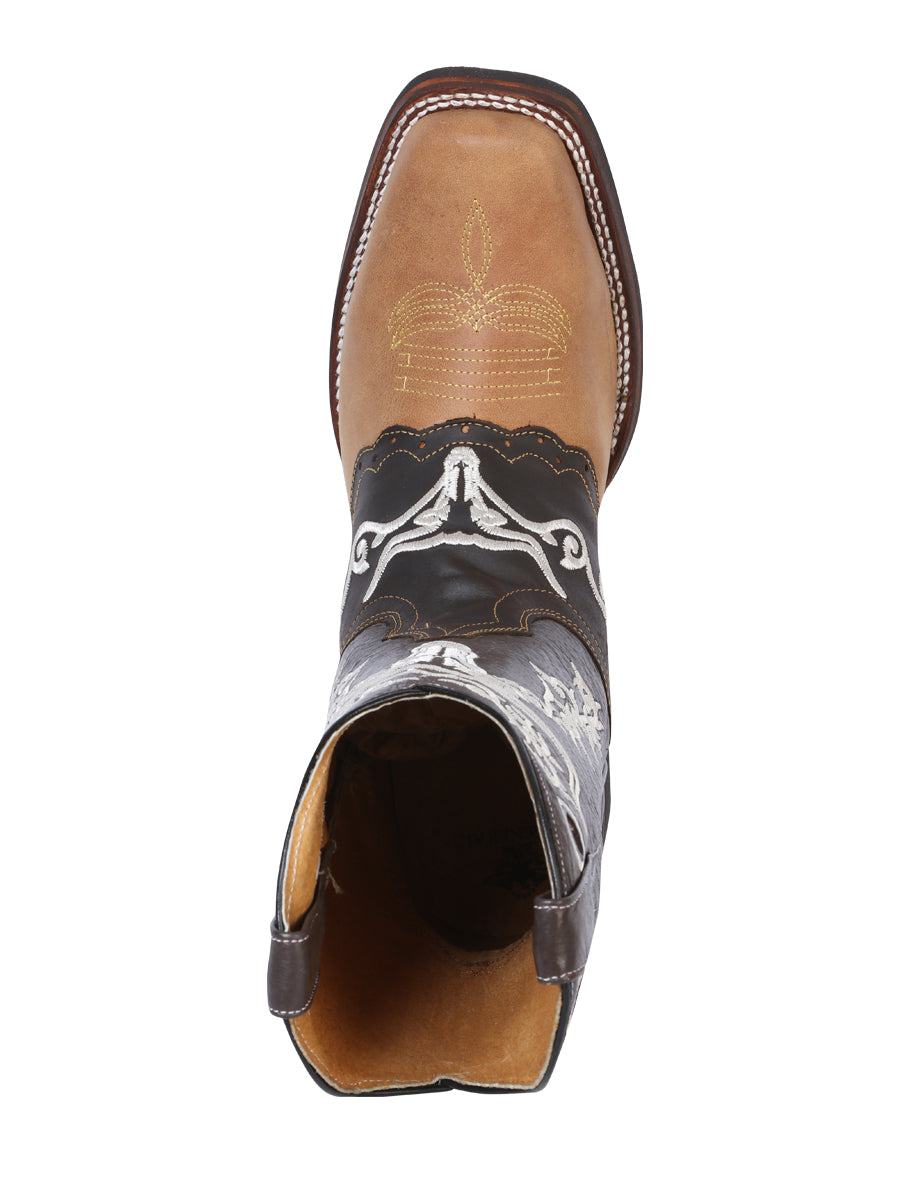 El General Men's Narrow Square Toe Boot - Crazy Honey/ Dark Brown Bull 33316