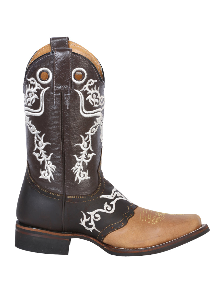 El General Men's Narrow Square Toe Boot - Crazy Honey/ Dark Brown Bull 33316