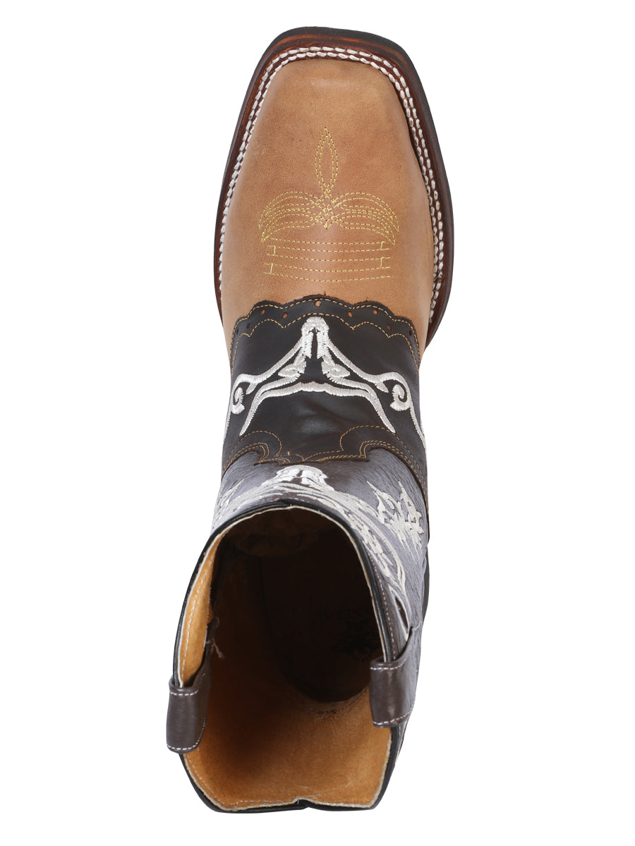 El General Men's Narrow Square Toe Boot - Crazy Honey/ Dark Brown Bull 33316