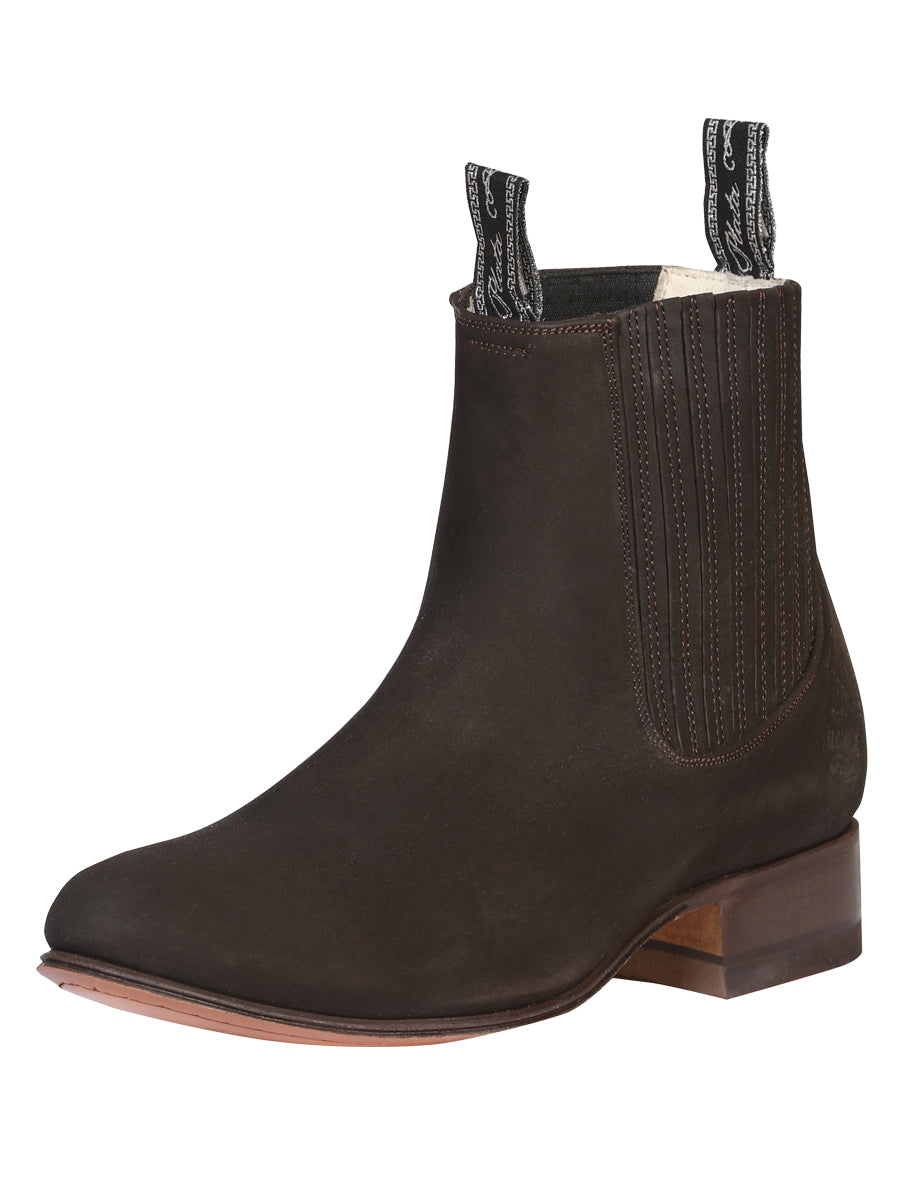 El Canelo Plata Botin Charro Ankle Boot - Nubuck Brown 34291