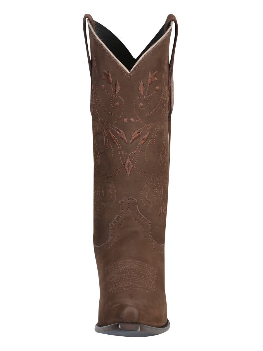 El General Women's Snip Toe Cowboy Boot - Nubuck Camel 34513