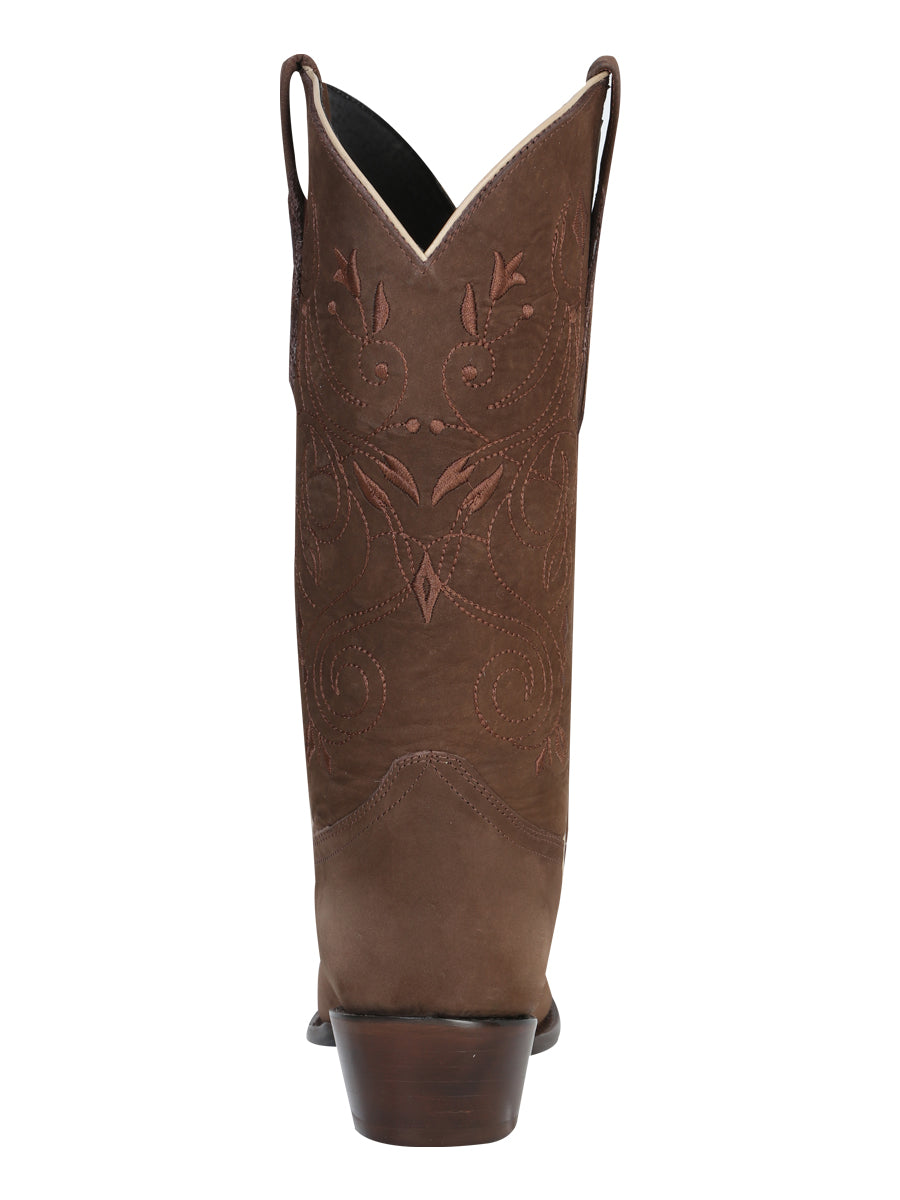 El General Women's Snip Toe Cowboy Boot - Nubuck Camel 34513