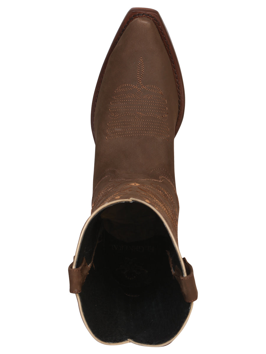El General Women's Snip Toe Cowboy Boot - Nubuck Camel 34513