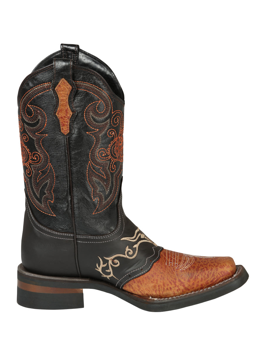 El General Men's Narrow Square Toe Cowboy Boot - Shedron/Chocolate 40667