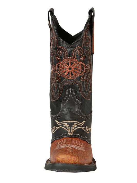 El General Men's Narrow Square Toe Cowboy Boot - Shedron/Chocolate 40667