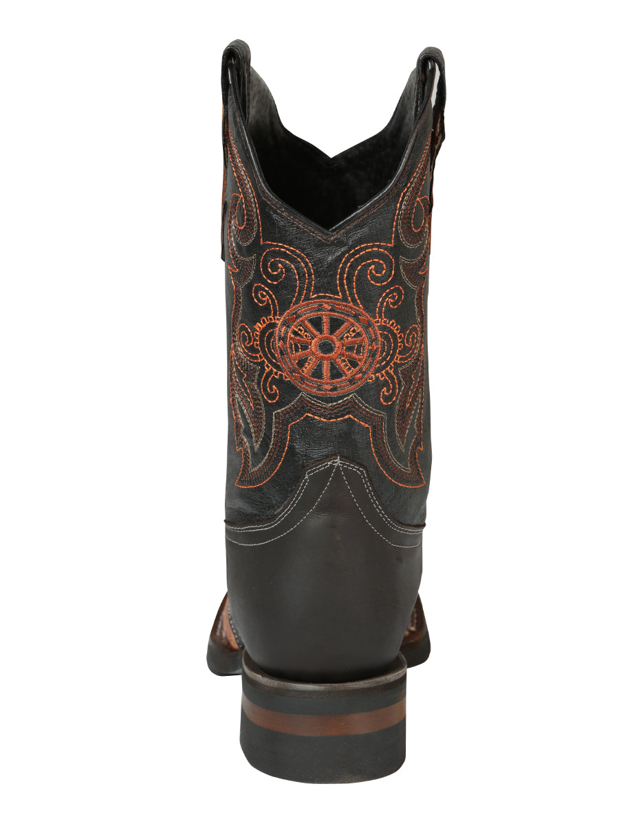 El General Men's Narrow Square Toe Cowboy Boot - Shedron/Chocolate 40667