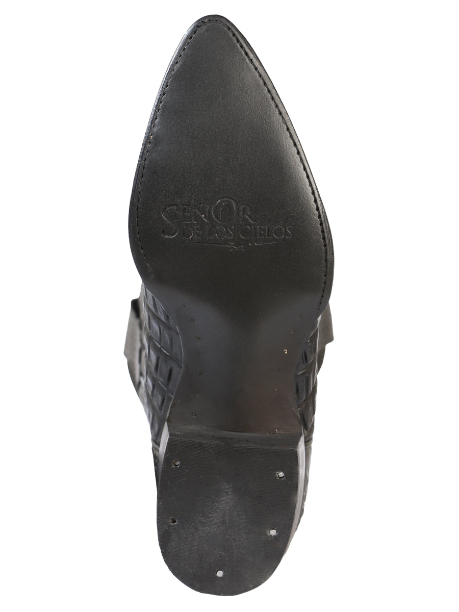 El Senor de los Cielos x El General Men's Cowboy Boot - Black Caiman Print 40842