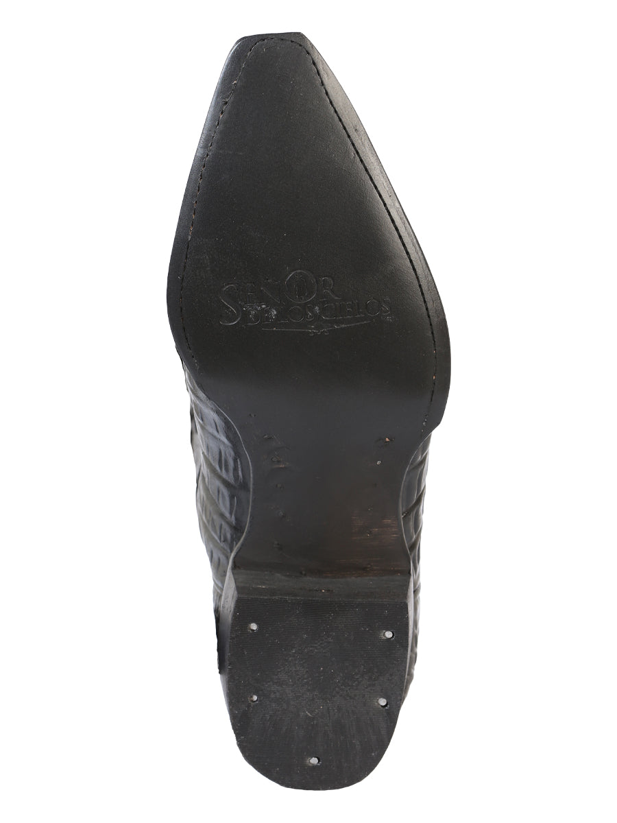 El Senor de los Cielos x El General Men's Cowboy Boot - Black Caiman Print 40854