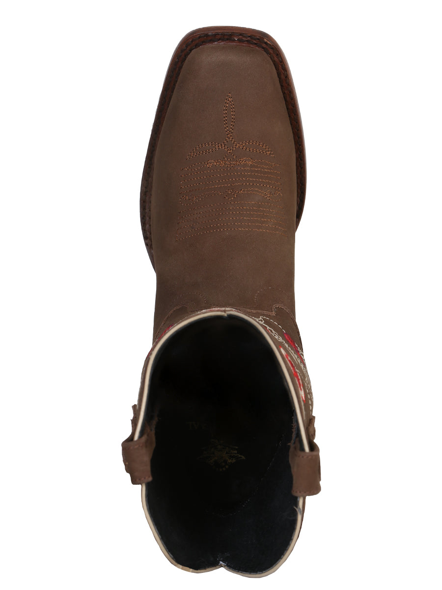El General Women's Square Toe Cowboy Boot - Nubuck Camel 41784
