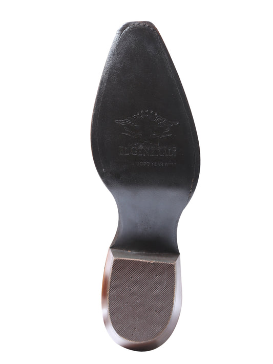 El General Women's Snip Toe Cowboy Boot - Nubuck Brown 41789