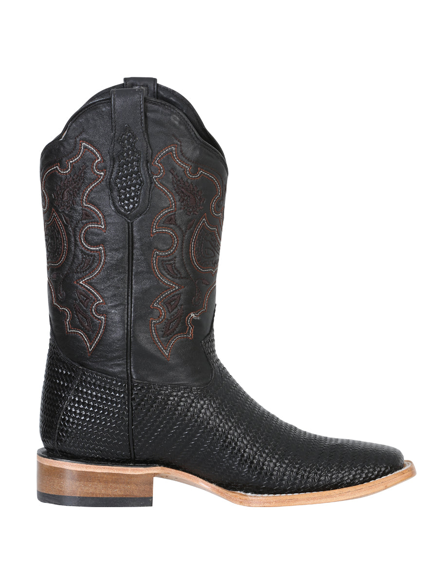 El General Men’s Square Toe Cowboy Boot - Black Lizard Print 41790