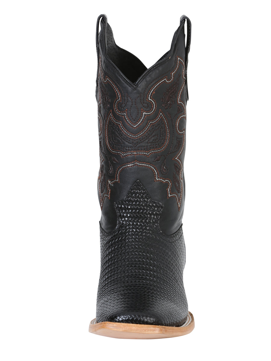 El General Men’s Square Toe Cowboy Boot - Black Lizard Print 41790