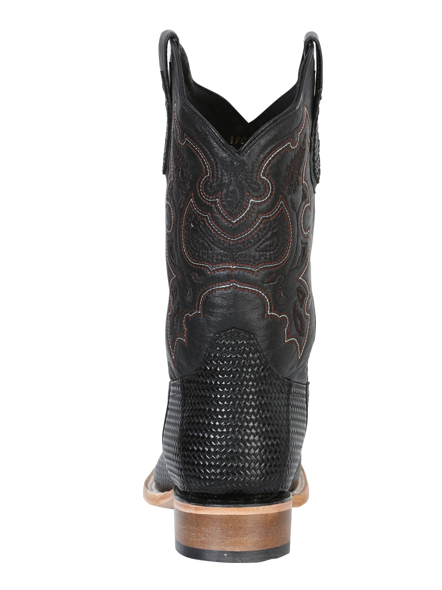 El General Men’s Square Toe Cowboy Boot - Black Lizard Print 41790