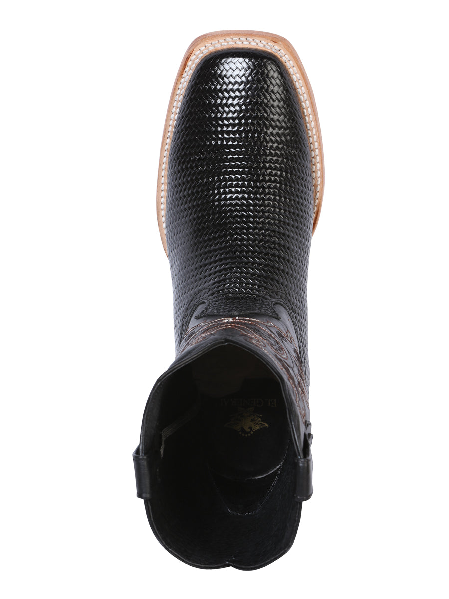 El General Men’s Square Toe Cowboy Boot - Black Lizard Print 41790