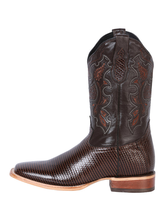 El General Men's Square Toe Cowboy Boot - Cigar Lizard Print 41791