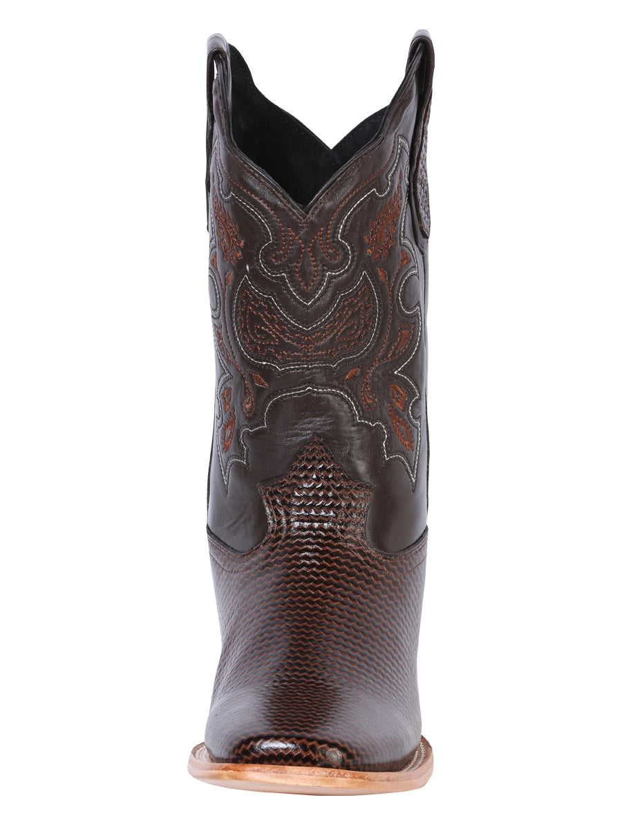 El General Men's Square Toe Cowboy Boot - Cigar Lizard Print 41791