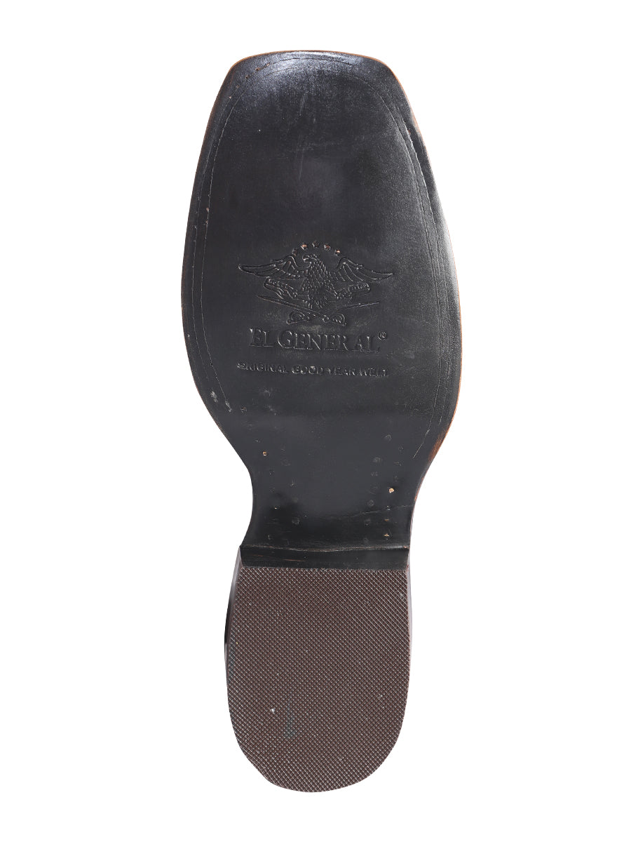 El General Men's Square Toe Cowboy Boot - Brown 41990