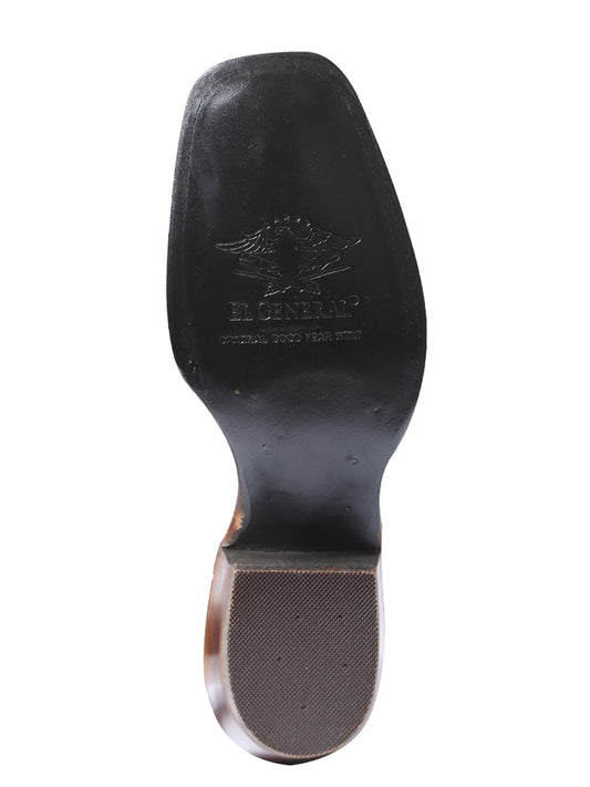 El General Women's Square Toe Cowboy Boot - Suede Brown 42025