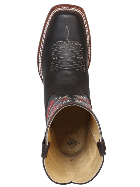 El General Women's Square Toe Cowboy Boot- Dark Chocolate 42982