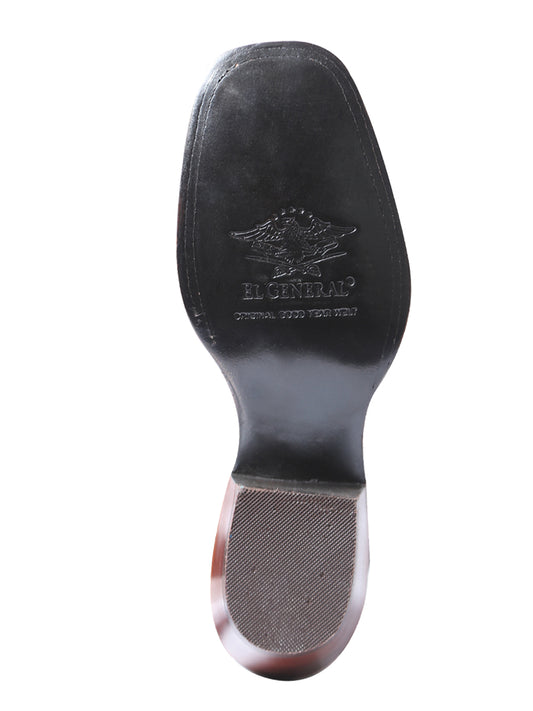 El General Women's Square Toe Cowboy Boot - Suede Brown 42984