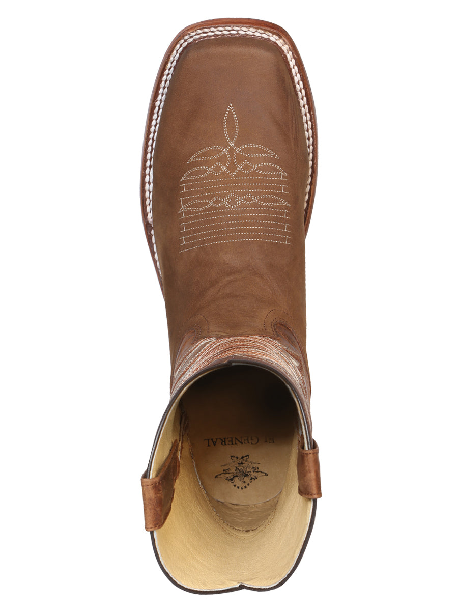 El General Men's Square Toe Cowboy Boot - Crazy Tan 42993