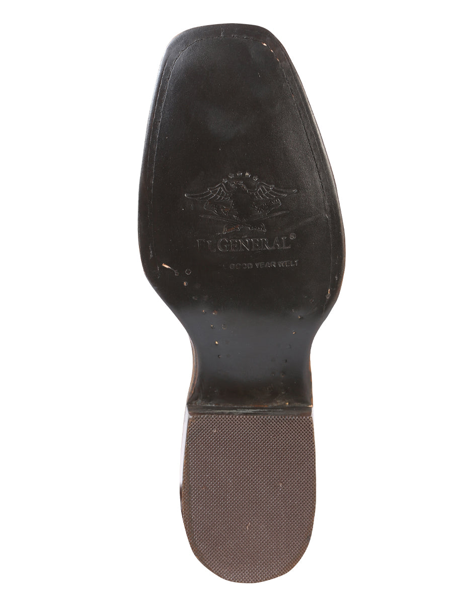 El General Men's Square Toe Cowboy Boot - Crazy - Dark Brown 42996