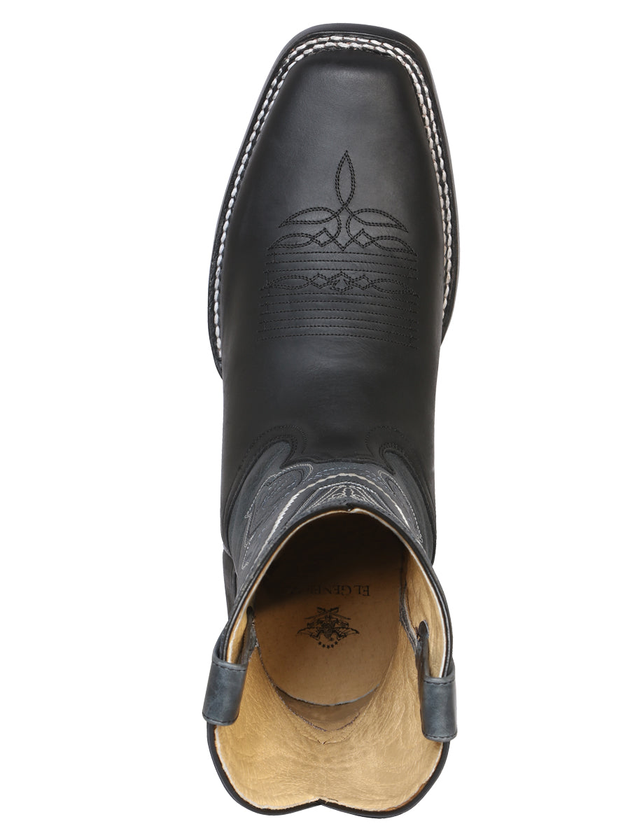 El General Men's Square Toe Cowboy Boot - Crazy - Black 42998