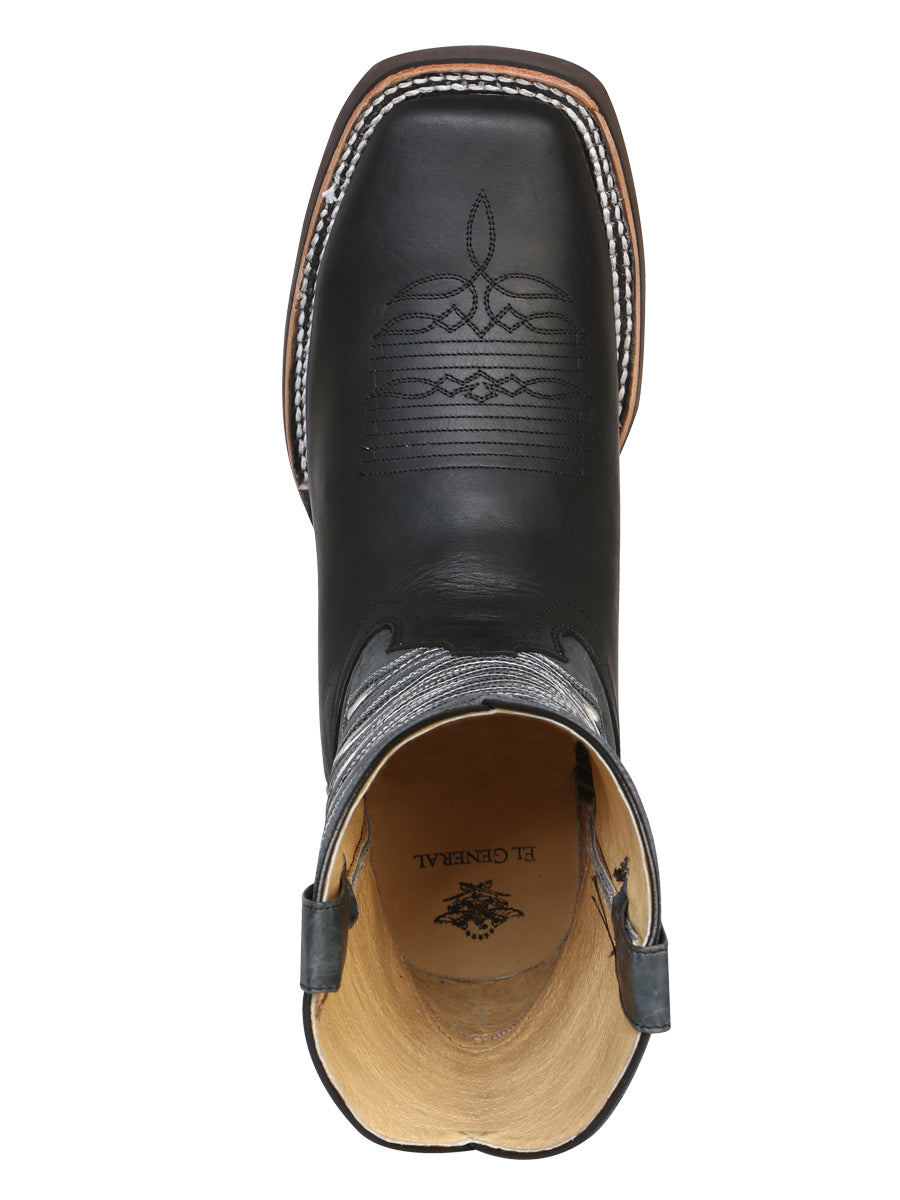 El General Men's Square Toe Cowboy Boot - Crazy Black 43002