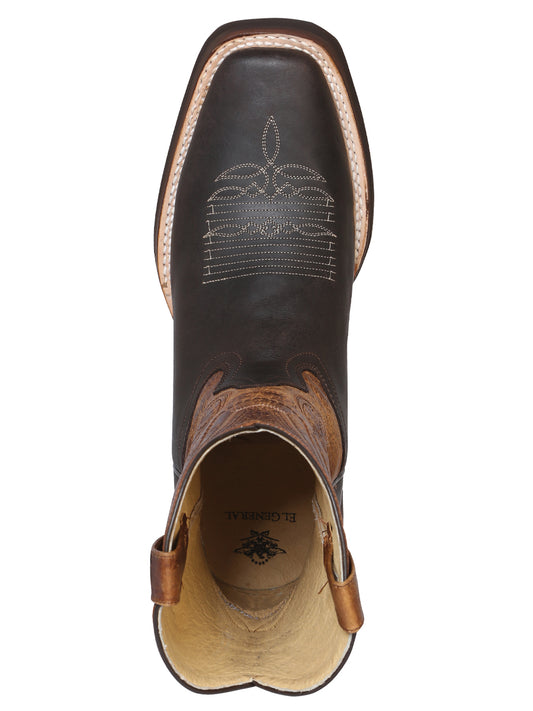 El General Men's Square Toe Cowboy Boot - Crazy Dark Brown 43004