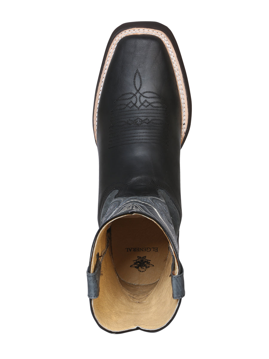 El General Men's Square Toe Cowboy Boot - Crazy Black 43006