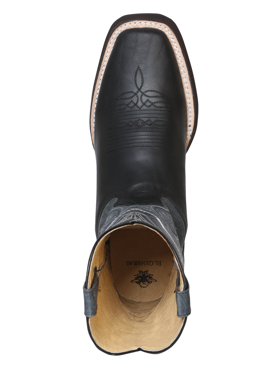 El General Men's Square Toe Cowboy Boot - Crazy Black 43006