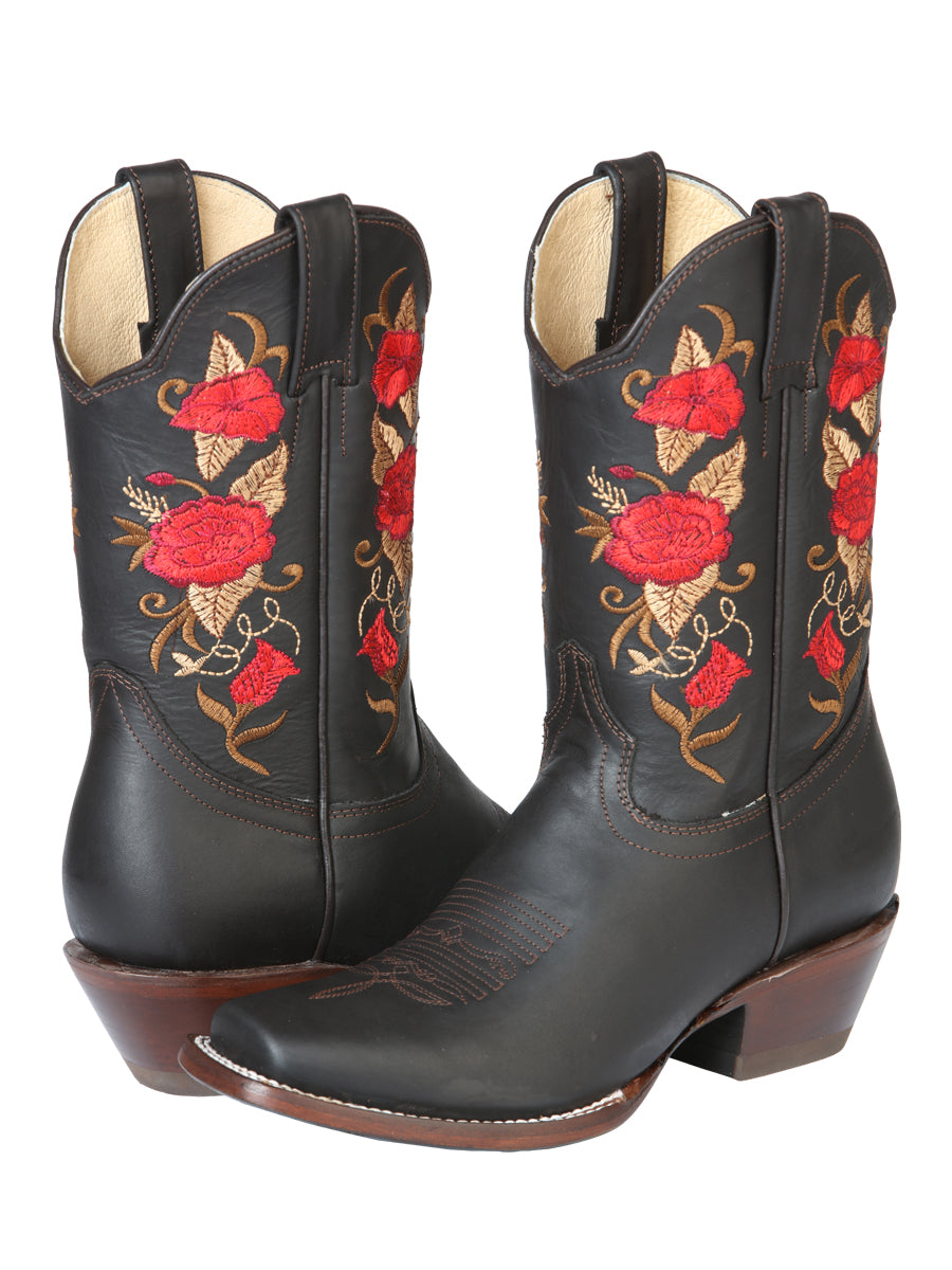 El General Women's Square Toe Cowboy Boot - Chocolate 43663