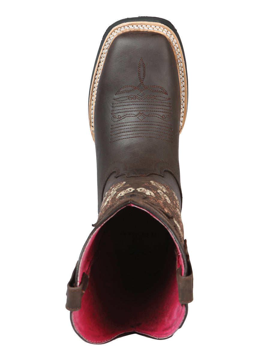 El General Women's Square Toe Cowboy Boot - Brown 44635