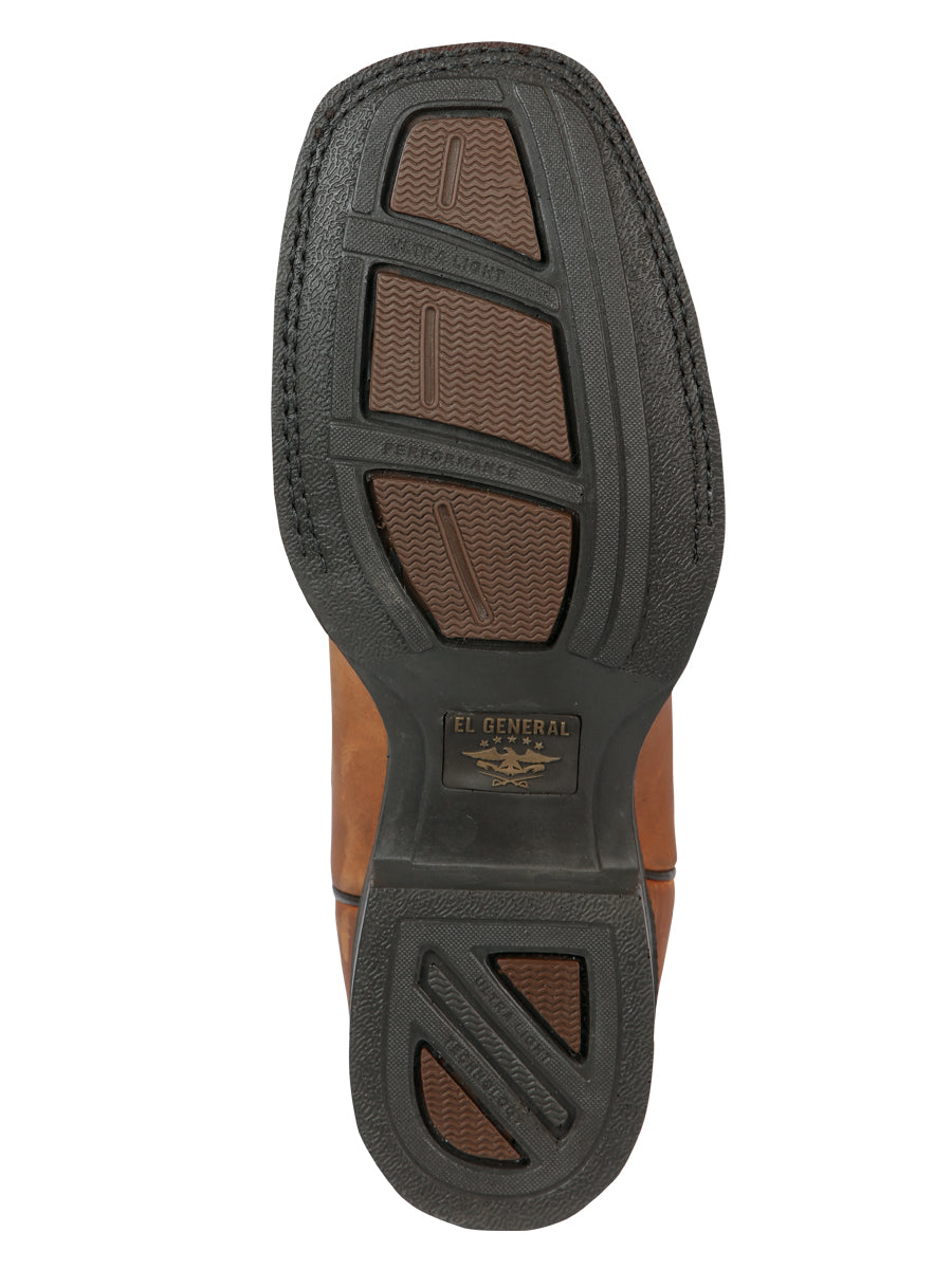 El General Men's Square Toe Cowboy Boot - Crazy Kansas - Honey 44657