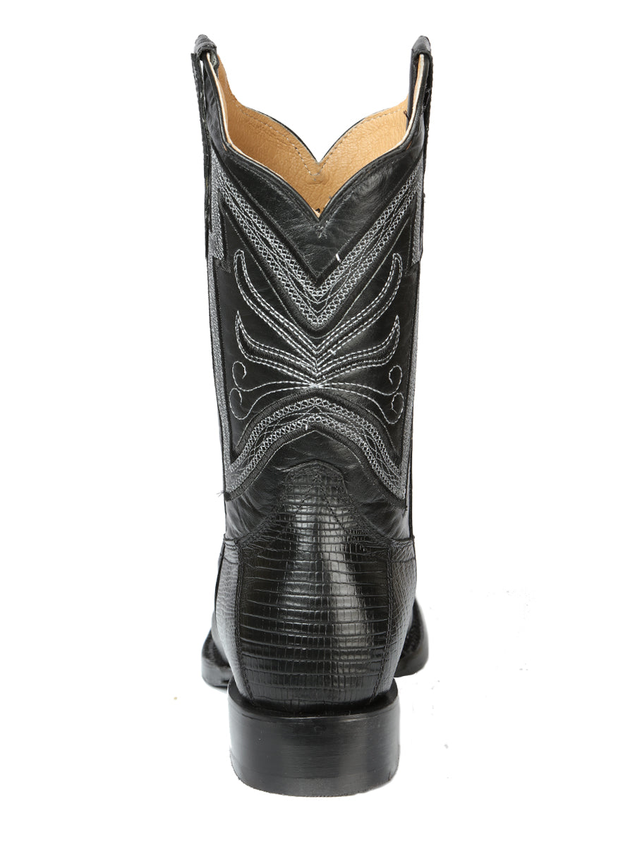 El General Men's Square Toe Cowboy Boot - Black Lizard Print 44666