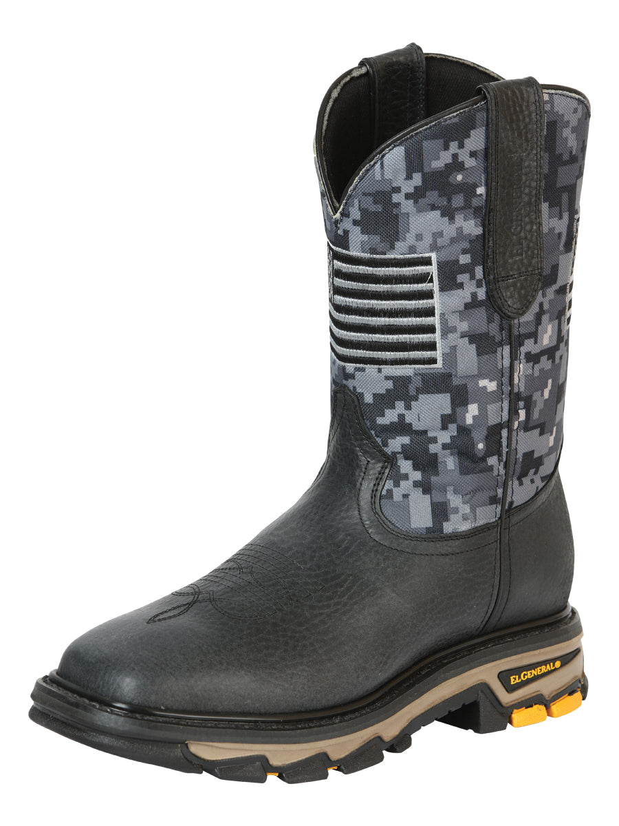 El General Men’s Square Toe Work Boot - Stars and Stripes - Black 44756