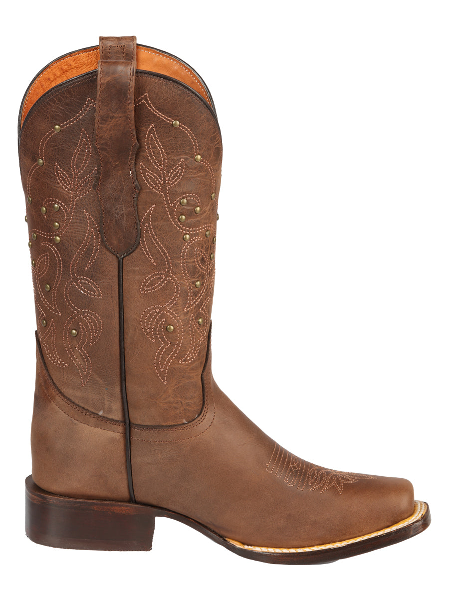 El General Women’s Square Toe Cowboy Boot - Alazan Brown 44853