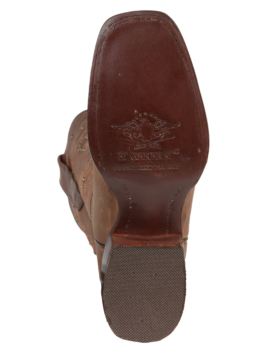El General Women’s Square Toe Cowboy Boot - Alazan Brown 44853