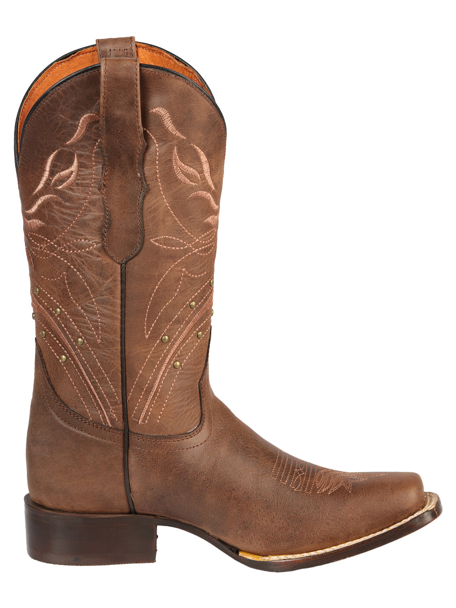 El General Women’s Narrow Square Toe Cowboy Boot - Alazan Brown 44854
